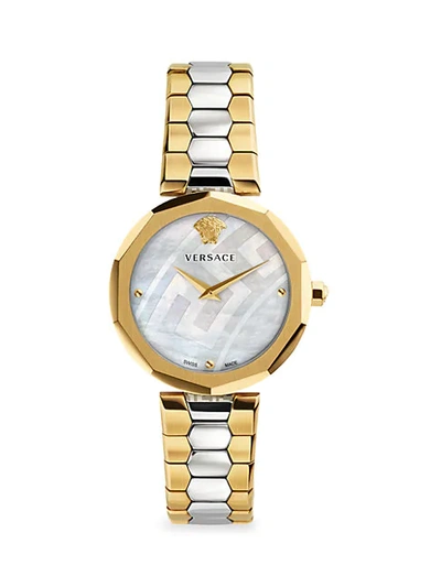 Shop Versace Idyia Two-tone Stainless Steel & Mother-of-pearl Bracelet Watch