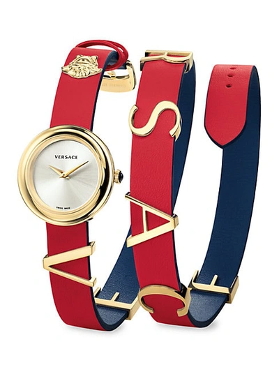 Shop Versace Stainless Steel & Leather-strap Watch