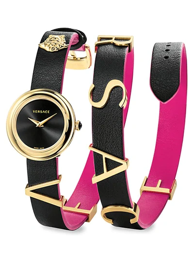 Shop Versace Stainless Steel & Leather Wrap Watch