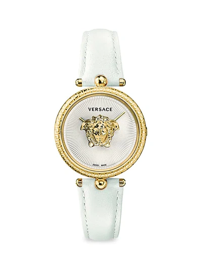Shop Versace Goldtone Stainless Steel And Leather Strap Watch