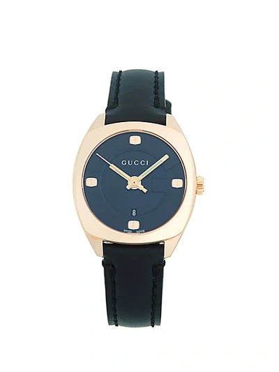Shop Gucci Stainless Steel & Leather-strap Watch