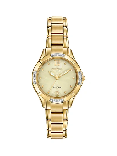 Shop Citizen Em0452-58p Diamond Goldtone Stainless Steel & Diamond Bracelet Watch