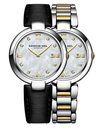 Shop Raymond Weil Shine Diamonds, Gold Pvd Plated Stainless Steel Watch And Interchangeable Straps Set