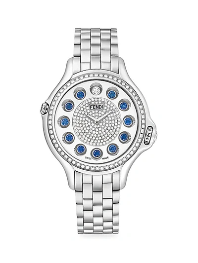 Shop Fendi Crazy Carats Diamond, Sapphire & Stainless Steel Bracelet Watch