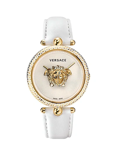 Shop Versace Palazzo Stainless Steel & Leather-strap Watch