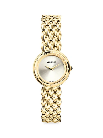 Shop Versace Goldtone Stainless Steel & Diamond Bracelet Watch