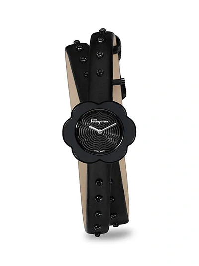 Shop Ferragamo Fiore Flower-shaped Stainless Steel & Leather-strap Watch