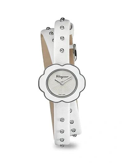 Shop Ferragamo Fiore 3-hand Stainless Steel & Studded Leather-strap Watch