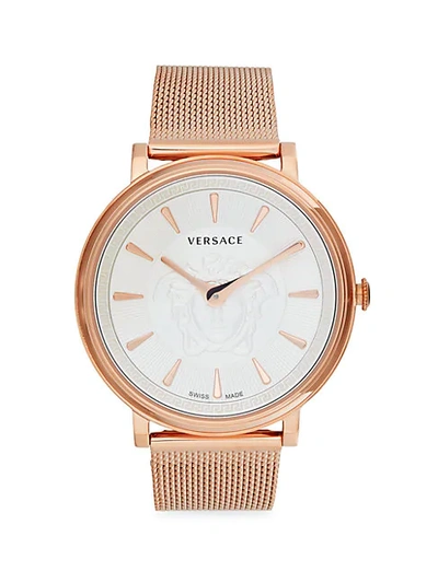 Shop Versace Rose Goldtone Stainless Steel Bracelet Watch