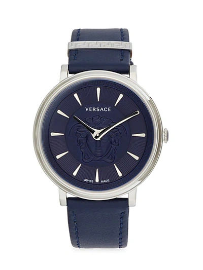 Shop Versace Stainless Steel Leather Strap Watch