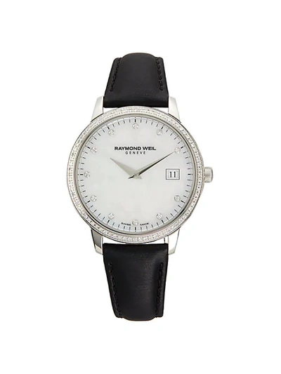 Shop Raymond Weil Stainless Steel, Diamond & Leather-strap Watch