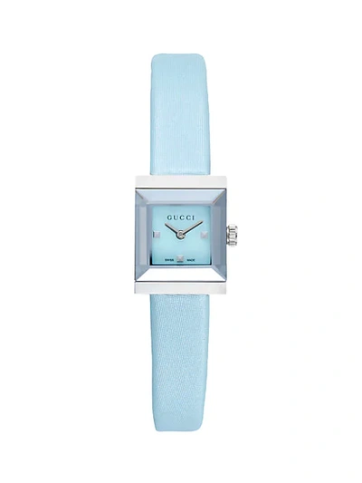 Shop Gucci G-frame Stainless Steel & Mother-of-pearl Satin-strap Watch