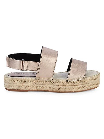 Shop Splendid Aubrey Metallic Leather Espadrille Flatform Slingback Sandals In Pink