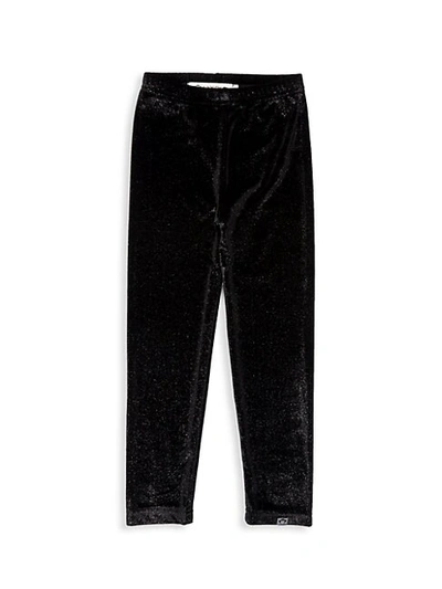 Shop Appaman Little Girl's & Girl's Sparkle Velvet Leggings In Dark Silver