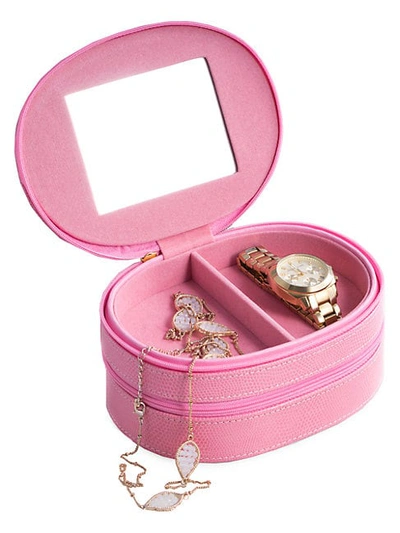 Shop Bey-berk Women's 2-level Leather Jewelry Case In Pink