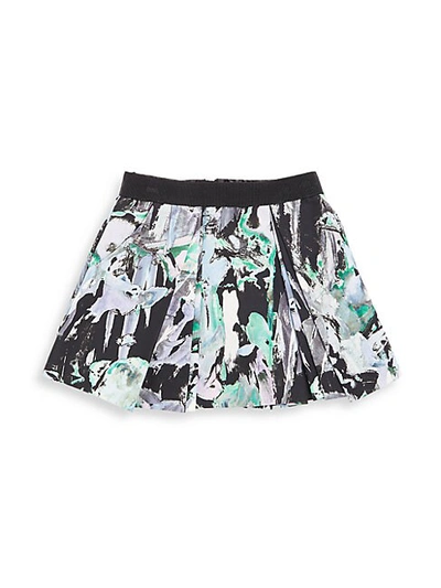 Shop Milly Minis Little Girl's Floral-print Zipper Skirt In Black Multicolor