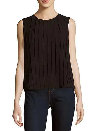 Shop Calvin Klein Collection Women's Solid Box-pleat Top In Black