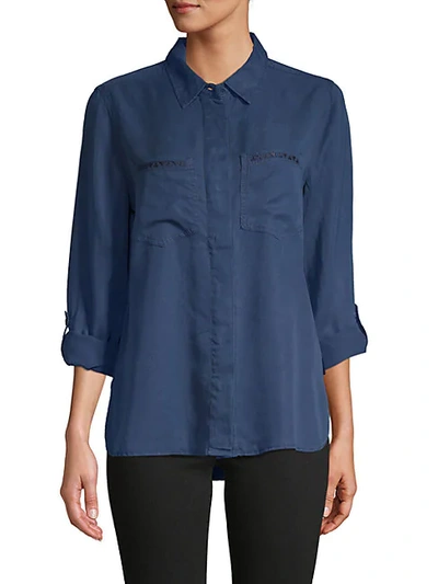 Shop Velvet Heart Spread Collar Shirt In Indigo