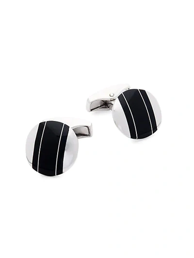 Shop Tateossian Rhodium-plated & Black Agate Cufflinks