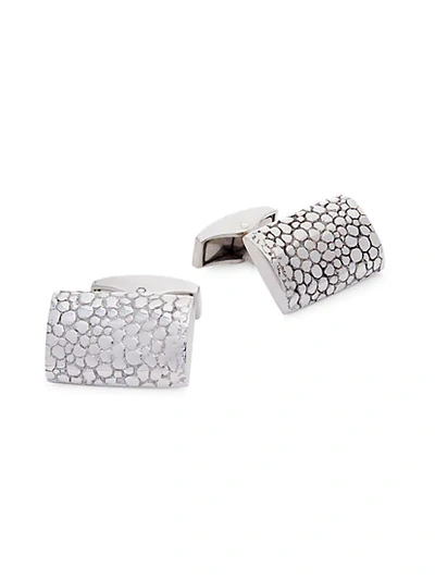 Shop Tateossian Rhodium-plated Textured Cufflinks