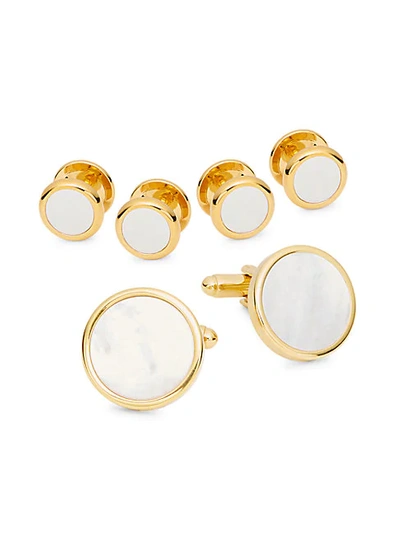 Shop Saks Fifth Avenue 3-pair Goldtone & Mother-of-pearl Cufflinks
