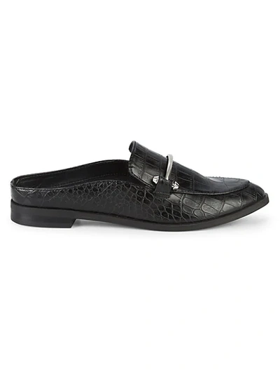 Shop Dolce Vita Camrin Croc-embossed Low-back Loafers In Black