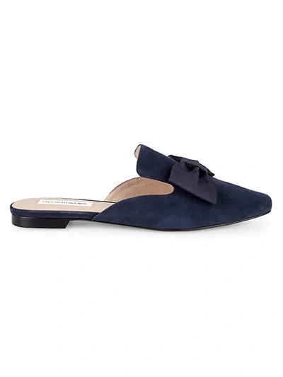 Shop Saks Fifth Avenue Bow Suede Mules In Navy