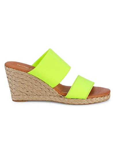 Shop Andre Assous Amalia Neon Wedge Slides In Neon Pink