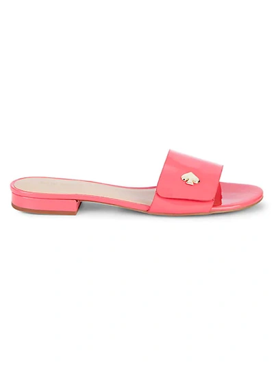 Shop Kate Spade Farrow Patent Leather Slides In Black