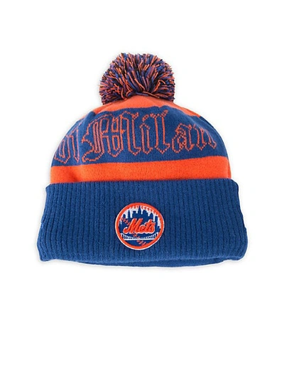 Shop Marcelo Burlon County Of Milan New York Mets Pom-pom Beanie In Orange Multi