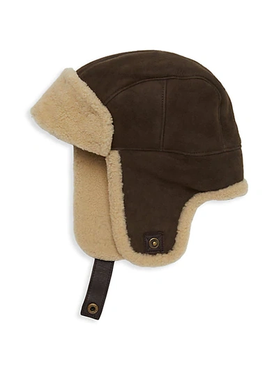 Shop Ugg Sheepskin Trapper Hat In Chocolate