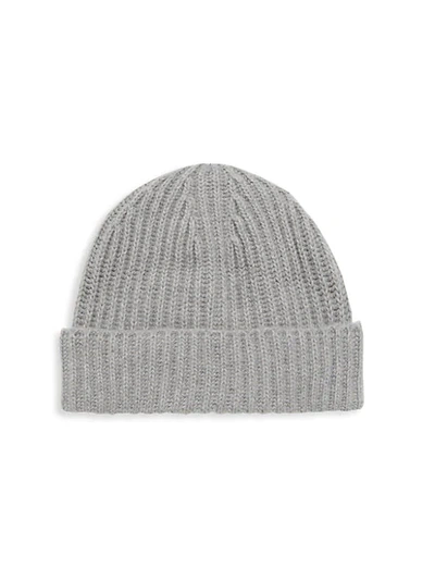 Shop Portolano Men's Ribbed Cashmere Beanie In Light Heather Grey