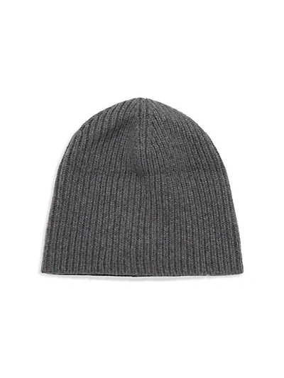 Shop Portolano Men's Ribbed Cashmere Beanie In Medium Heather Grey