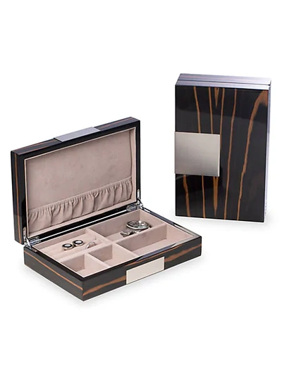 Shop Bey-berk Ebony Wood Valet Box In Ebony Burl