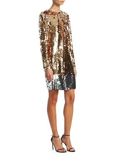 Shop N°21 Long Sleeve Sequin Mini Dress In Gold