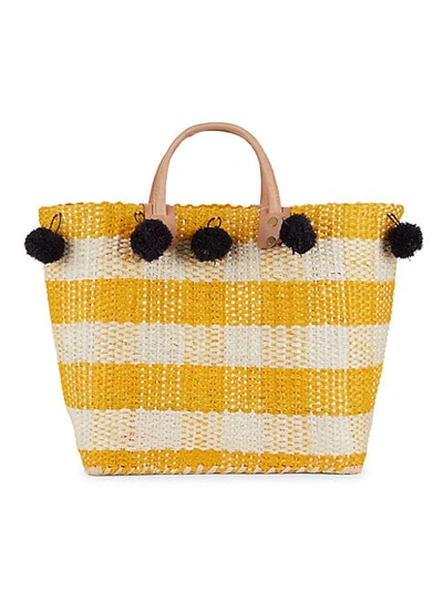 Shop Mar Y Sol Pompei Pom-pom Raffia Tote In Sunflower