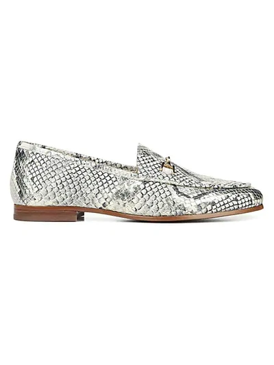Shop Sam Edelman Loraine Snakeskin-embossed Leather Loafers In Black White