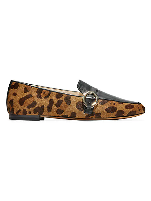 animal print leather loafers