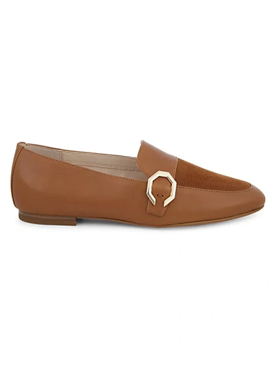 Shop Cole Haan Teresa Leather & Suede Panel Loafers In British Tan
