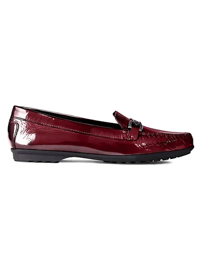 Shop Geox Elidia Patent Leather Penny Loafers In Bordeaux