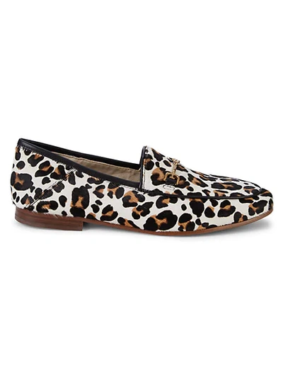 Shop Sam Edelman Loraine Leopard Calf Hair Loafers In White Leopard