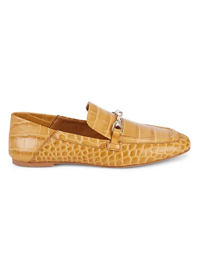 Shop Vince Camuto Perenna Croc-embossed Leather Loafers In Brown