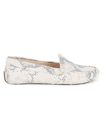 Shop Cole Haan Evelyn Embossed Leather Drivers In Chalk Multi