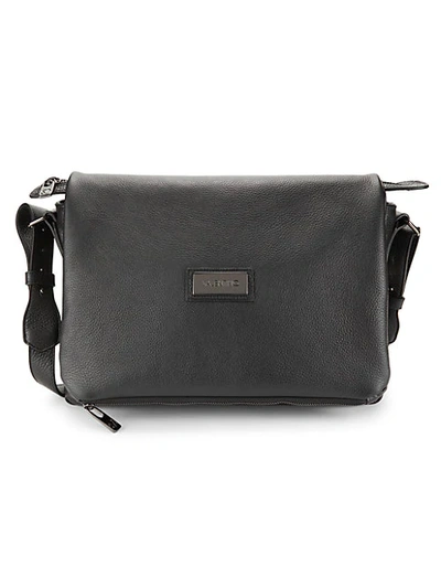 Shop Valentino By Mario Valentino Men's Omer Pebbled-leather Messenger Bag In Black