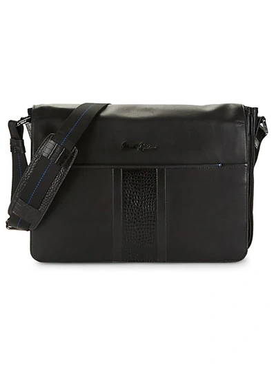 Shop Robert Graham Bottas Embossed Leather Messenger Bag In Black