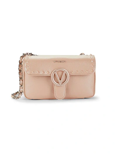 Shop Valentino By Mario Valentino Poisson Rockstud Flap Leather Crossbody Bag In Rose
