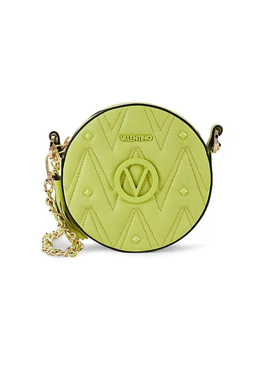 Shop Valentino By Mario Valentino Yuki Sauvage Rockstud Leather Circle Crossbody Bag In Lime Punch