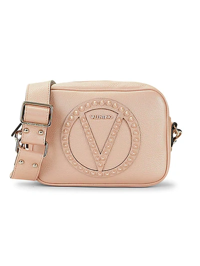Shop Valentino By Mario Valentino Mia Rock Dollaro Studded Leather Crossbody Bag In Rose