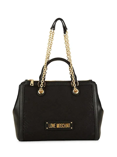 Shop Love Moschino Small Monogram Tote In Nero