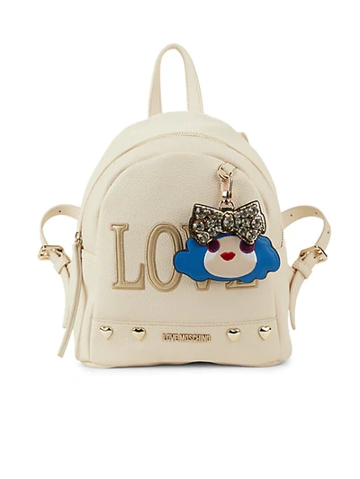 Shop Love Moschino Heart-stud Backpack In Avorio